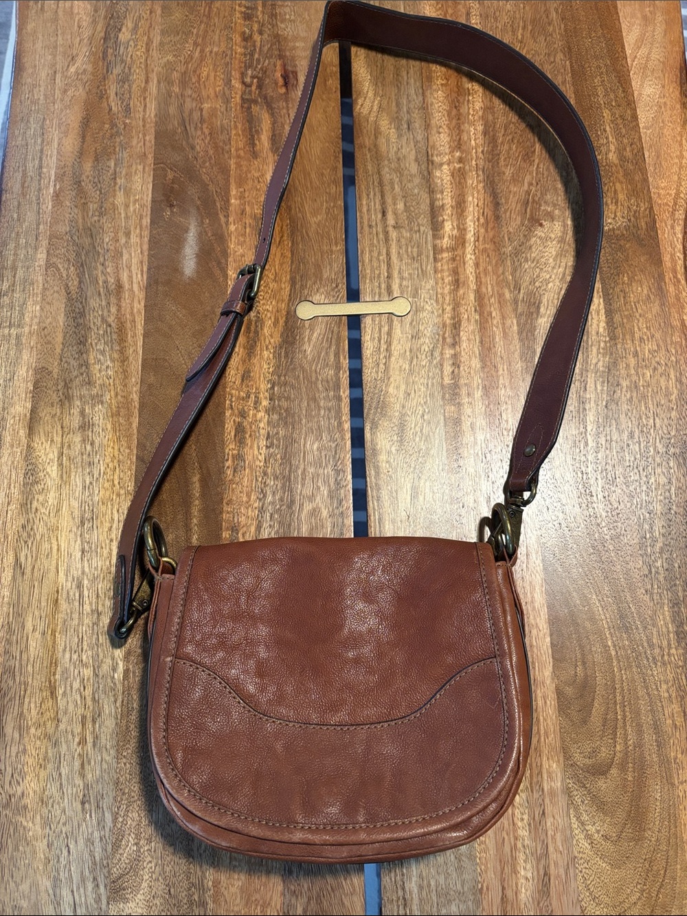 Frye Chestnut Brown Leather Crossbody Saddle Bag